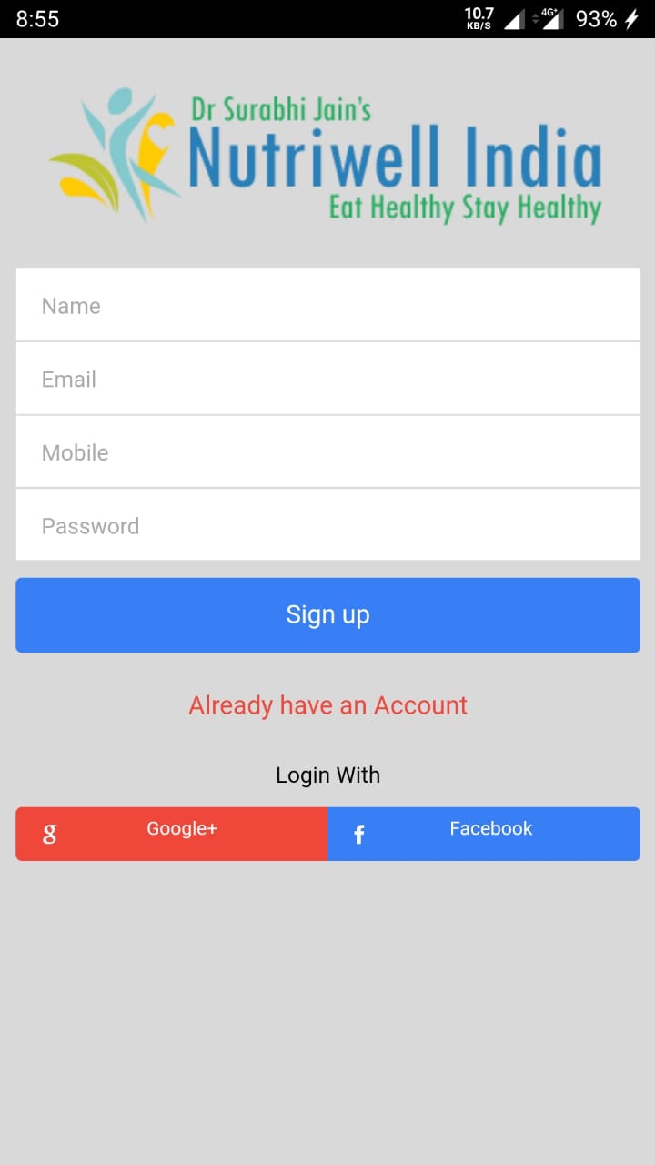 Nutriwell Dieting App For NUTRIWELL India 